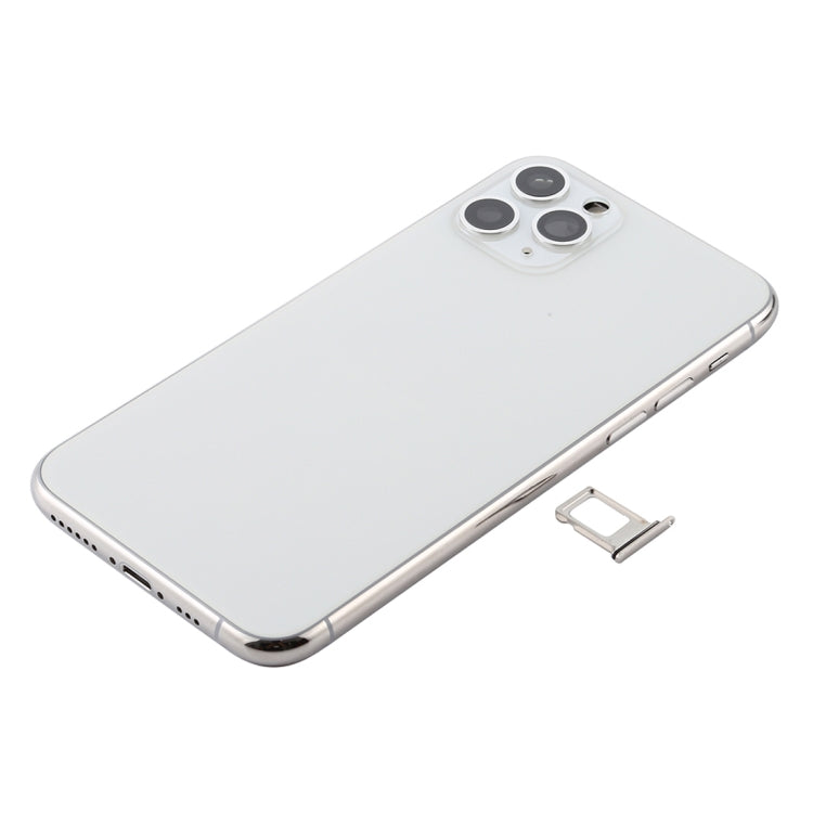 Battery Back Cover Assembly (with Side Keys & Power Button + Volume Button Flex Cable & Wireless Charging Module & Motor & Charging Port & Speaker Ringer Buzzer & Card Tray & Camera Lens Cover) for iPhone 11 Pro Max(Silver) - Back Cover by PMC TechLife | Online Shopping South Africa | PMC TechLife