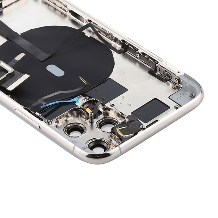 Battery Back Cover Assembly (with Side Keys & Power Button + Volume Button Flex Cable & Wireless Charging Module & Motor & Charging Port & Speaker Ringer Buzzer & Card Tray & Camera Lens Cover) for iPhone 11 Pro Max(Silver) - Back Cover by PMC TechLife | Online Shopping South Africa | PMC TechLife