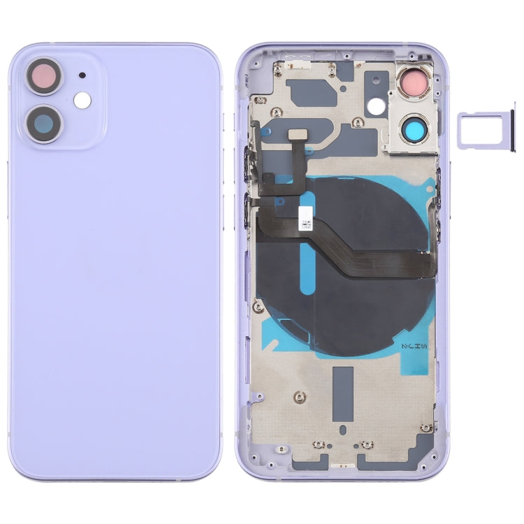 Battery Back Cover (with Side Keys & Card Tray & Power + Volume Flex Cable & Wireless Charging Module) for iPhone 12 Mini(Purple) - Back Cover by PMC TechLife | Online Shopping South Africa | PMC TechLife | Buy Now Pay Later Mobicred