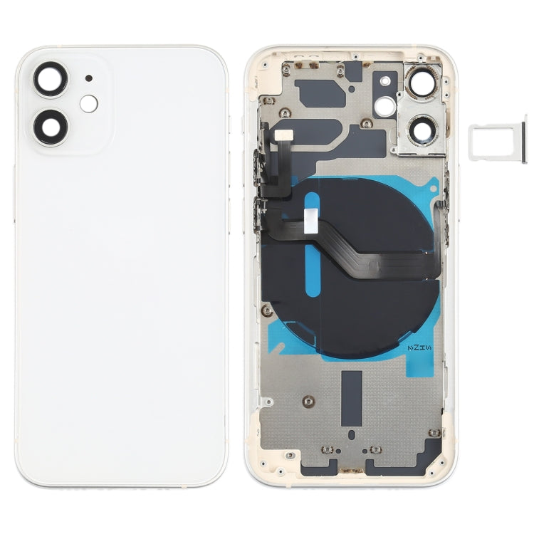 Battery Back Cover (with Side Keys & Card Tray & Power + Volume Flex Cable & Wireless Charging Module) for iPhone 12 Mini(White) - Back Cover by PMC TechLife | Online Shopping South Africa | PMC TechLife