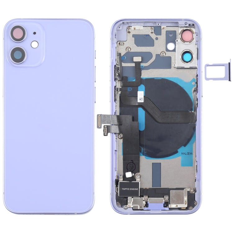 Battery Back Cover Assembly (with Side Keys & Speaker Ringer Buzzer & Motor & Camera Lens & Card Tray & Power Button + Volume Button + Charging Port & Wireless Charging Module) for iPhone 12 Mini(Purple) - Back Cover by PMC TechLife | Online Shopping South Africa | PMC TechLife