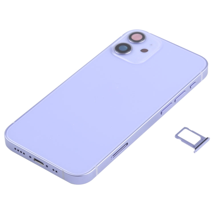 Battery Back Cover Assembly (with Side Keys & Speaker Ringer Buzzer & Motor & Camera Lens & Card Tray & Power Button + Volume Button + Charging Port & Wireless Charging Module) for iPhone 12 Mini(Purple) - Back Cover by PMC TechLife | Online Shopping South Africa | PMC TechLife