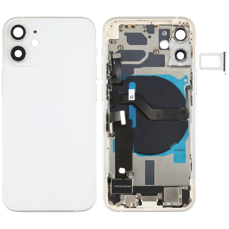 Battery Back Cover Assembly (with Side Keys & Speaker Ringer Buzzer & Motor & Camera Lens & Card Tray & Power Button + Volume Button + Charging Port & Wireless Charging Module) for iPhone 12 Mini(White) - Back Cover by PMC TechLife | Online Shopping South Africa | PMC TechLife