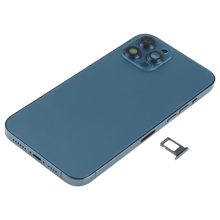 Battery Back Cover Assembly (with Side Keys & Speaker Ringer Buzzer & Motor & Camera Lens & Card Tray & Power Button + Volume Button + Charging Port & Wireless Charging Module) for iPhone 12 Pro Max(Blue) - Back Cover by PMC TechLife | Online Shopping South Africa | PMC TechLife | Buy Now Pay Later Mobicred