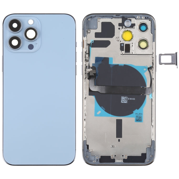 For iPhone 13 Pro Max Battery Back Cover with Side Keys & Card Tray & Power + Volume Flex Cable & Wireless Charging Module(Blue) - free shipping - PMC TechLife - Order now!