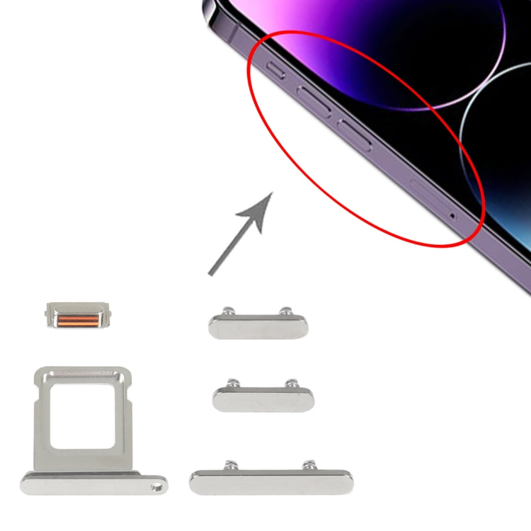 SIM Card Tray + Side Keys for iPhone 14 Pro Max(Silver) -  by PMC TechLife | Online Shopping South Africa | PMC TechLife