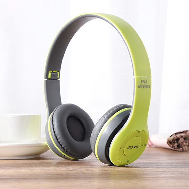P47 Foldable Wireless Bluetooth Headphone with 3.5mm Audio Jack, Support MP3 / FM / Call (Green) - Headset & Headphone by PMC TechLife | Online Shopping South Africa | PMC TechLife