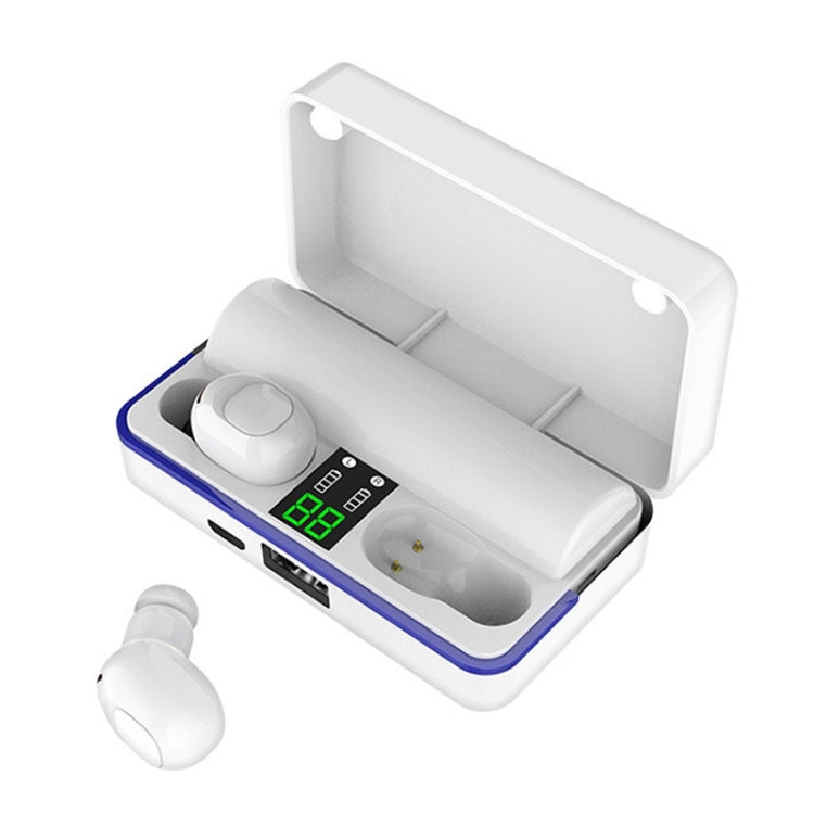W12 IPX6 Waterproof Bluetooth 5.0 Touch Wireless Bluetooth Earphone with Charging Box, Support Power Digital Display & Breathing Light Bar & HD Call & Power Bank (White) - Bluetooth Earphone by PMC TechLife | Online Shopping South Africa | PMC TechLife