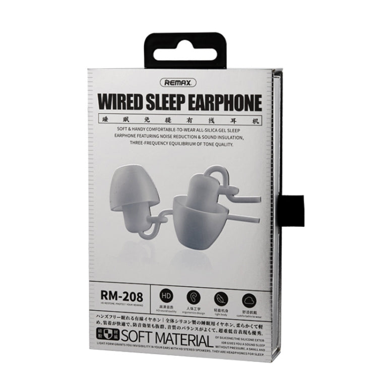 REMAX RM-208 In-Ear Stereo Sleep Earphone with Wire Control + MIC, Support Hands-free(White) - free shipping - PMC TechLife - Order now!