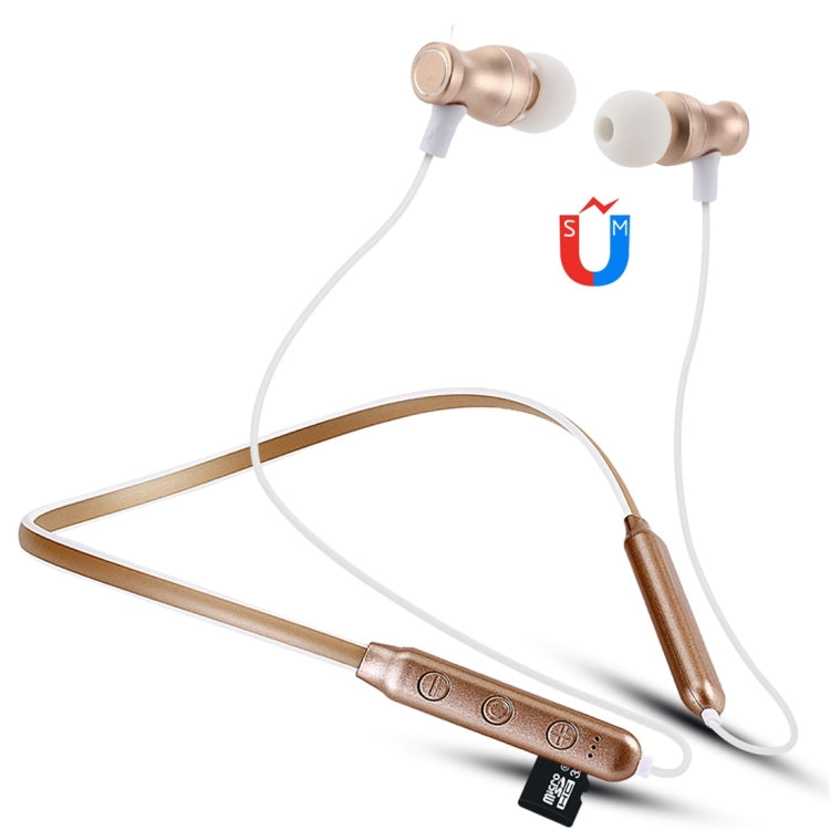 F106 Bluetooth 4.2 Hanging Neck Design Bluetooth Headset, Support Music Play & Switching & Volume Control & Answer(Gold) - Neck-mounted Earphone by PMC TechLife | Online Shopping South Africa | PMC TechLife
