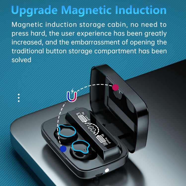 M9 Bluetooth 5.1 TWS Mirror Digital Display Wireless Bluetooth Earphone with Charging Box Flashlight , Support Touch & Siri & Battery Display(Black) - TWS Earphone by PMC TechLife | Online Shopping South Africa | PMC TechLife