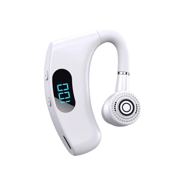 V12 Bluetooth 5.2 Business Hanging Ear Style Smart LED Digital Display Wireless Bluetooth Earphone with Charging Box (White) - Bluetooth Earphone by PMC TechLife | Online Shopping South Africa | PMC TechLife