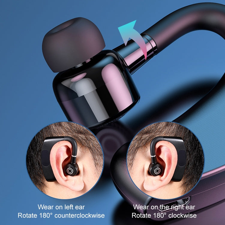 V12 Bluetooth 5.2 Business Hanging Ear Style Smart LED Digital Display Wireless Bluetooth Earphone with Charging Box (Black) - Bluetooth Earphone by PMC TechLife | Online Shopping South Africa | PMC TechLife