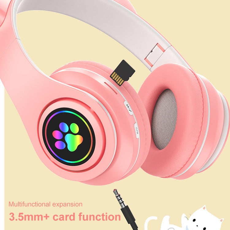 B39 Cat Ear Design LED Gradient Light Wireless Bluetooth Headset(Pink) - Multimedia Headset by PMC TechLife | Online Shopping South Africa | PMC TechLife