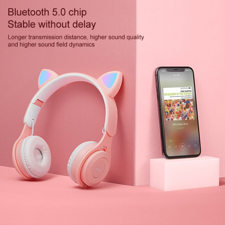 M6 Luminous Cat Ears Pure-color Foldable Bluetooth Headset with 3.5mm Jack & TF Card Slot (Blue) - Headset & Headphone by PMC TechLife | Online Shopping South Africa | PMC TechLife