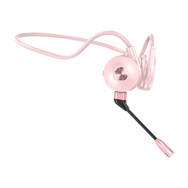 M-1 Back-mounted Touch Noise Reduction Bone Conduction Bluetooth Earphone with Detachable Microphone (Pink) - Headset & Headphone by PMC TechLife | Online Shopping South Africa | PMC TechLife