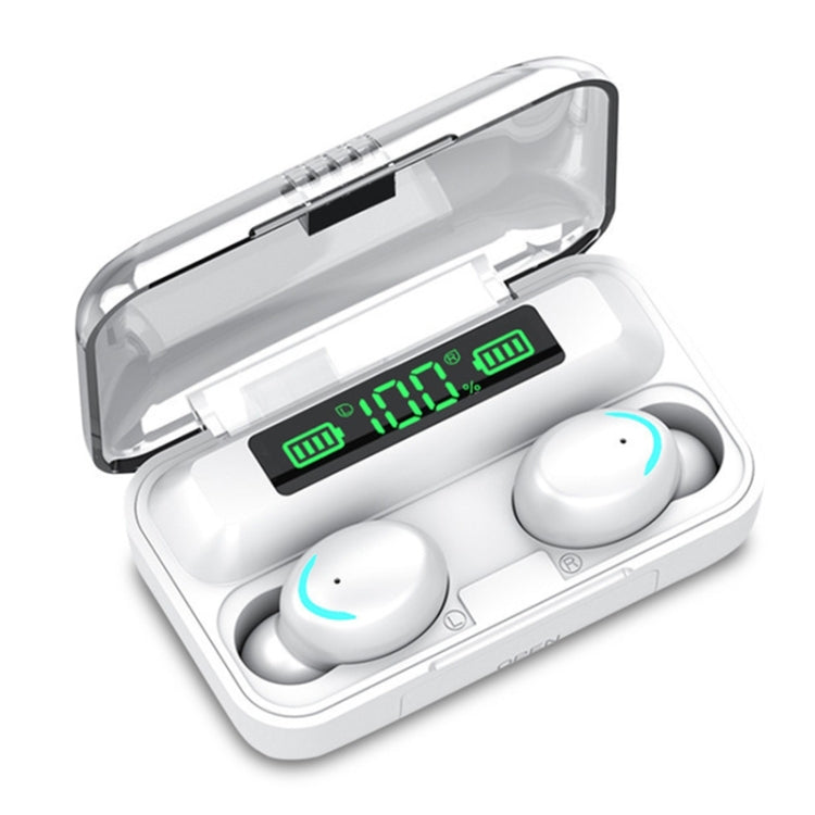 F9-5C LED Light + Digital Display Noise Reduction Bluetooth Earphone(White) - Bluetooth Earphone by PMC TechLife | Online Shopping South Africa | PMC TechLife