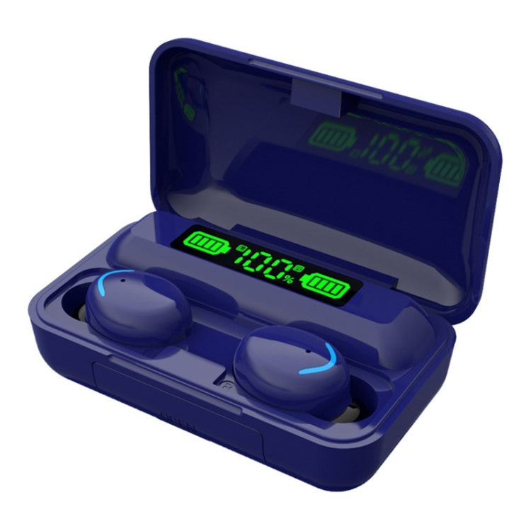 F9-5C Macaron Series LED Light + Digital Display Noise Reduction Bluetooth Earphone(Dark Blue) - Bluetooth Earphone by PMC TechLife | Online Shopping South Africa | PMC TechLife