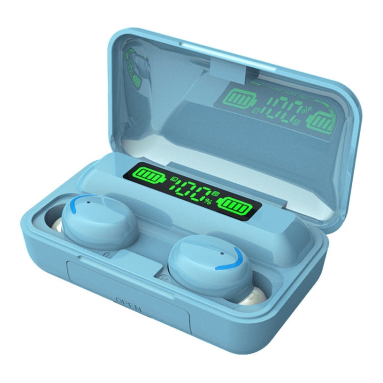 F9-5C Macaron Series LED Light + Digital Display Noise Reduction Bluetooth Earphone(Baby Blue) - Bluetooth Earphone by PMC TechLife | Online Shopping South Africa | PMC TechLife