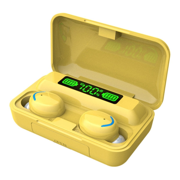 F9-5C Macaron Series LED Light + Digital Display Noise Reduction Bluetooth Earphone(Yellow) - Bluetooth Earphone by PMC TechLife | Online Shopping South Africa | PMC TechLife