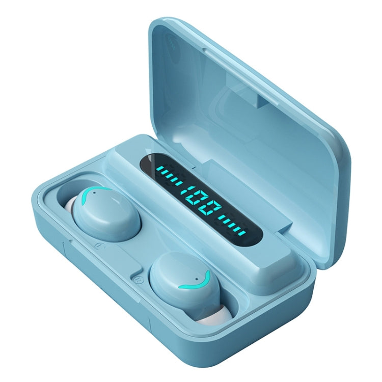 F9-5C Macaron Series Four-bar Breathing Light + Digital Display Noise Reduction Bluetooth Earphone (Baby Blue) - Bluetooth Earphone by PMC TechLife | Online Shopping South Africa | PMC TechLife