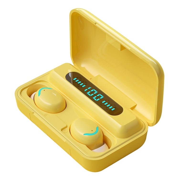 F9-5C Macaron Series Four-bar Breathing Light + Digital Display Noise Reduction Bluetooth Earphone (Yellow) - Bluetooth Earphone by PMC TechLife | Online Shopping South Africa | PMC TechLife