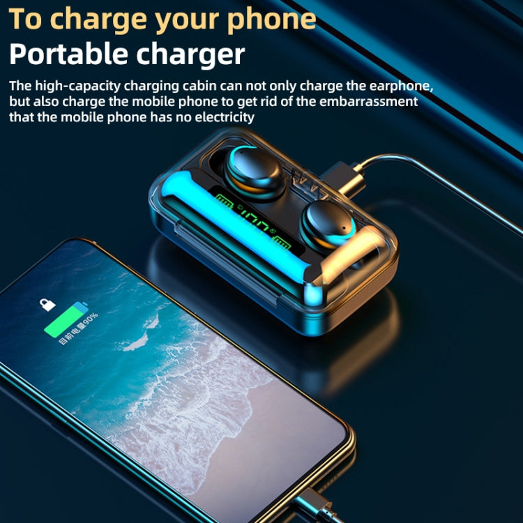 F9-5C Macaron Series Four-bar Breathing Light + Digital Display Noise Reduction Bluetooth Earphone (Baby Blue) - Bluetooth Earphone by PMC TechLife | Online Shopping South Africa | PMC TechLife