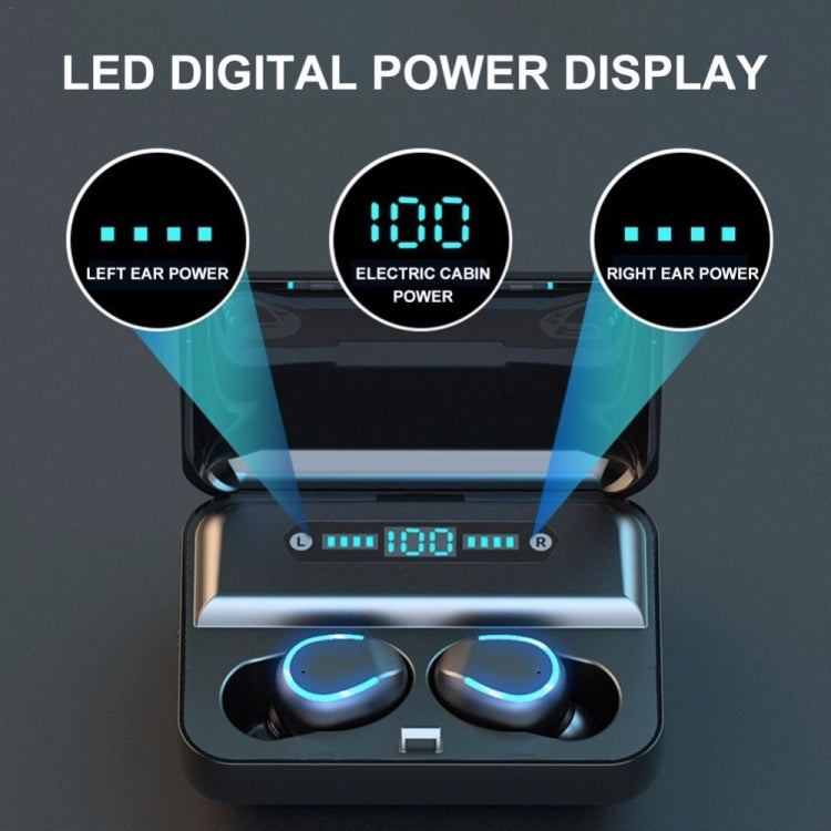 F9-5U Four-bar Breathing Light + Digital Display Noise Reduction Touch Bluetooth Earphone with Charging Box (Black) - Bluetooth Earphone by PMC TechLife | Online Shopping South Africa | PMC TechLife