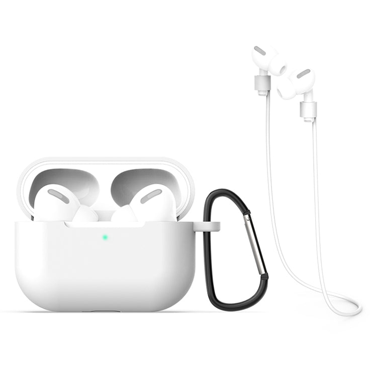 For AirPods Pro 3 in 1 Silicone Earphone Protective Case + Hook + Anti-lost Rope Set(White) - free shipping - PMC TechLife - Order now!
