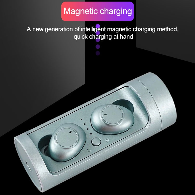 DT-15 Wireless Two Ear Bluetooth Headset Supports Touch & Smart Magnetic Charging & Power On Automatic Pairing (Green) - Bluetooth Earphone by PMC TechLife | Online Shopping South Africa | PMC TechLife