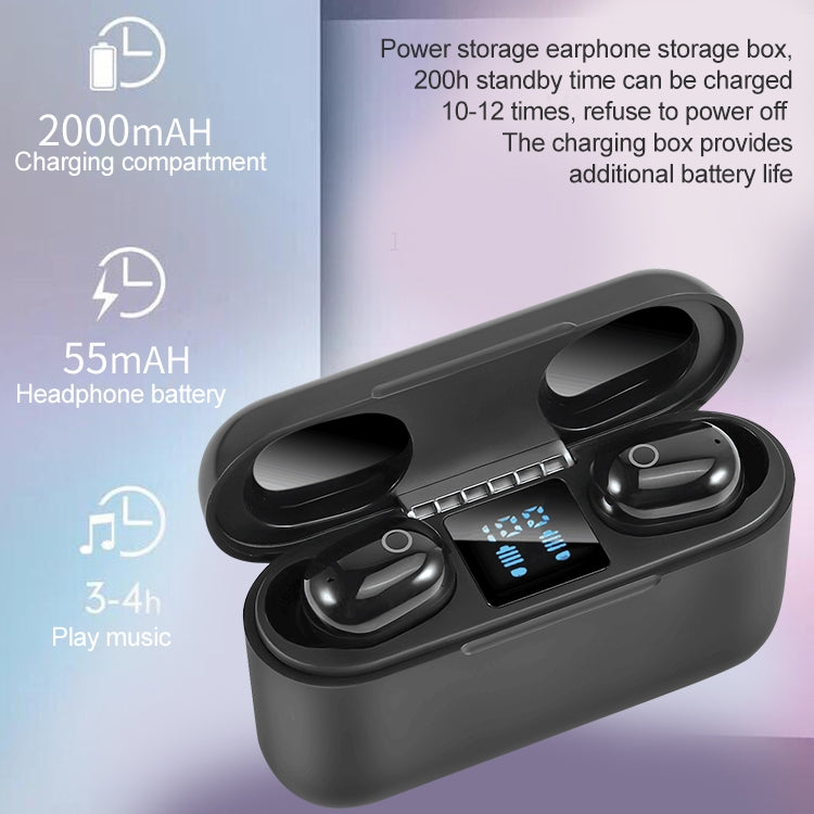 Dt-18 Wireless Two Ear Bluetooth Headset With 2000mAh Charging Cabin & Touch & Intelligent Magnetic Suction Charging (Black) - Bluetooth Earphone by PMC TechLife | Online Shopping South Africa | PMC TechLife