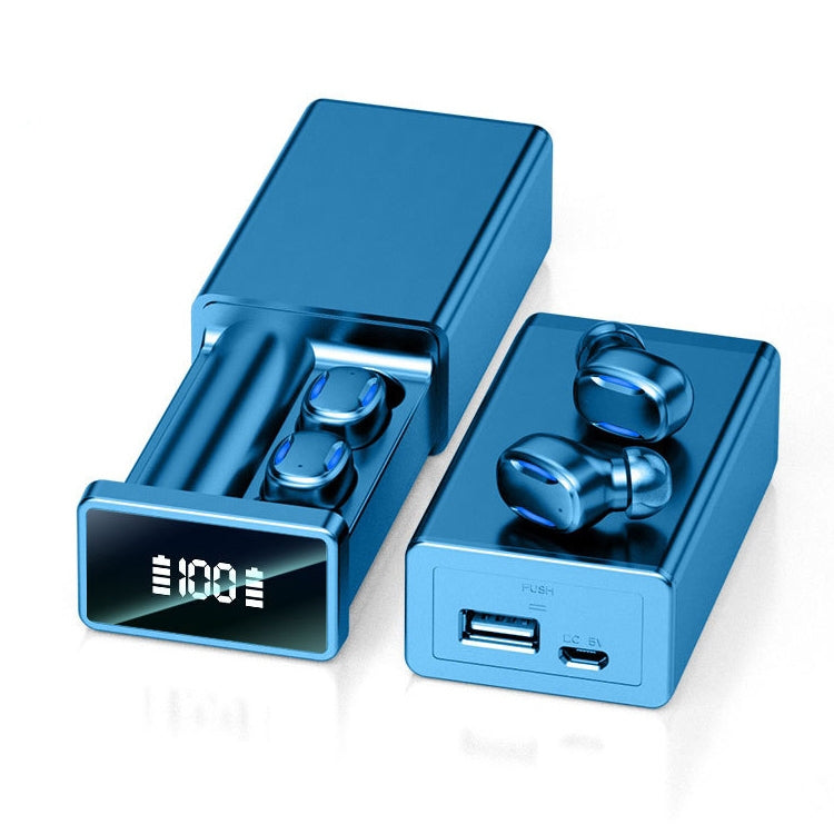 A22 English Version Pull-out Digital Display Bluetooth Earphone with Magnetic Charging Box, Support Touch Light & Power Bank (Blue) - Bluetooth Earphone by PMC TechLife | Online Shopping South Africa | PMC TechLife