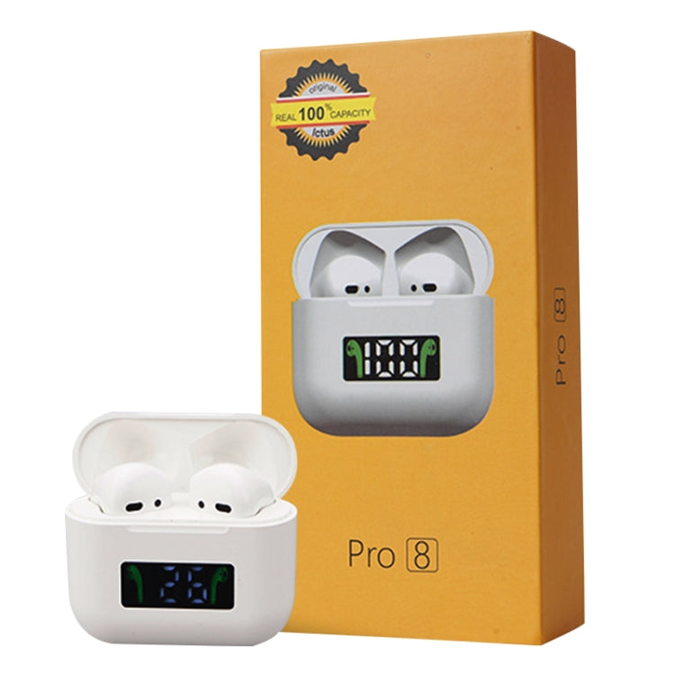 Pro 8 In-ear Touch Digital Display TWS Mini Wireless Bluetooth Earphone (White) - TWS Earphone by PMC TechLife | Online Shopping South Africa | PMC TechLife