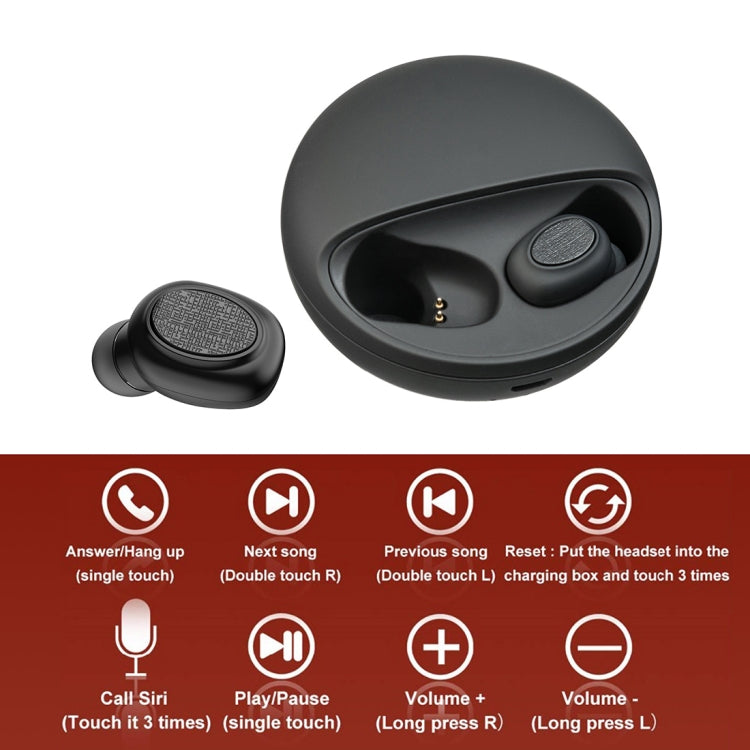 YH-03 TWS V5.0 Wireless Stereo Bluetooth Headset with Charging Case, Support Voice Assistant(Black) - TWS Earphone by PMC TechLife | Online Shopping South Africa | PMC TechLife