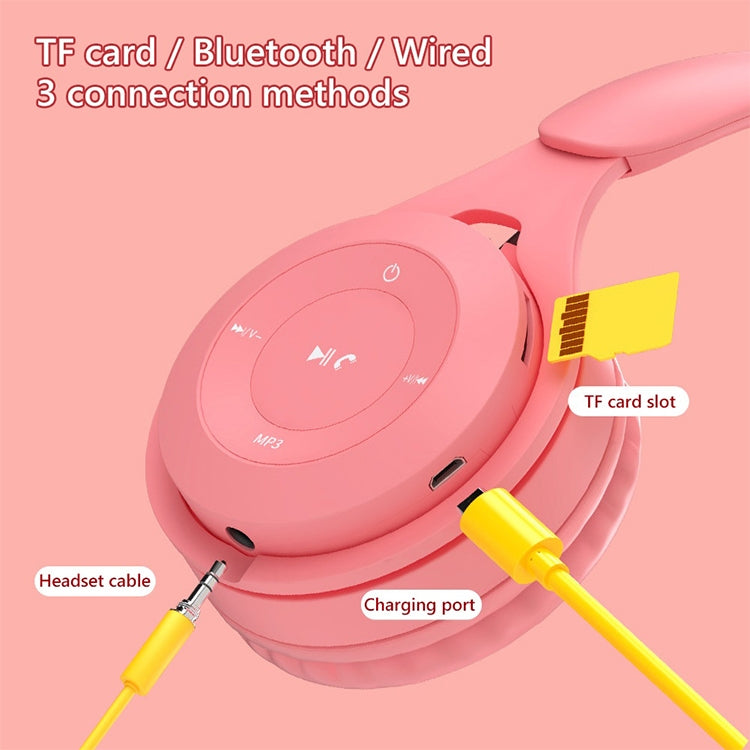 Y08 Hifi Sound Quality Macaron Bluetooth Headset, Supports Calling & TF Card & 3.5mm AUX (Pink) - Headset & Headphone by PMC TechLife | Online Shopping South Africa | PMC TechLife