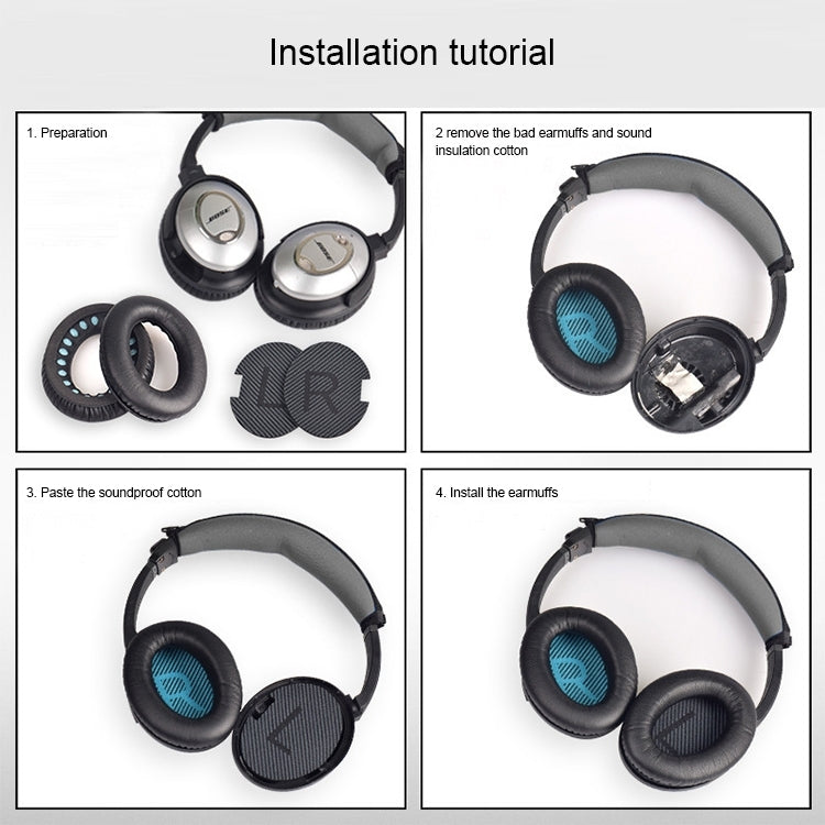1 Pair Soft Earmuff Headphone Jacket with Black Soundproof Cotton for BOSE QC2 / QC15 / AE2 / QC25 (Dark Grey) - Earmuff & Pad by PMC TechLife | Online Shopping South Africa | PMC TechLife
