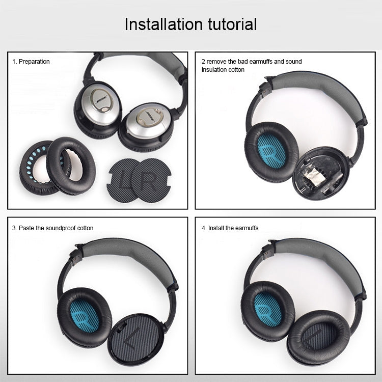 1 Pair Soft Earmuff Headphone Jacket with LR Cotton for BOSE QC2 / QC15 / AE2 / QC25 / QC35(Grey+Blue) - Earmuff & Pad by PMC TechLife | Online Shopping South Africa | PMC TechLife | Buy Now Pay Later Mobicred