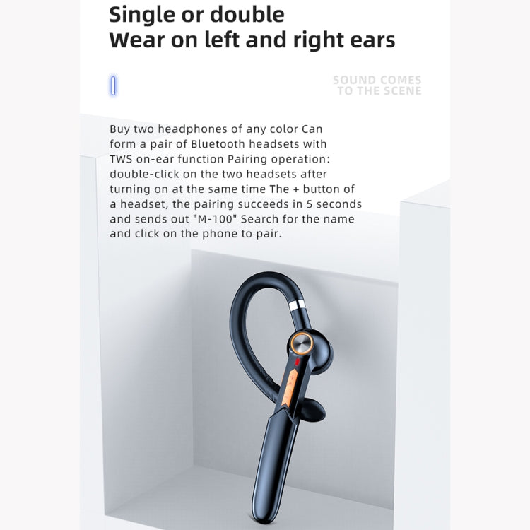ME-100 TWS Business Rotating Universal True Stereo 5.0 Version Hanging Ear In-Ear Bluetooth Headset(Black Blue) - Bluetooth Earphone by PMC TechLife | Online Shopping South Africa | PMC TechLife
