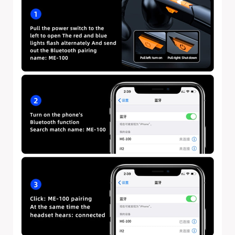 ME-100 TWS Business Rotating Universal True Stereo 5.0 Version Hanging Ear In-Ear Bluetooth Headset(Black Blue) - Bluetooth Earphone by PMC TechLife | Online Shopping South Africa | PMC TechLife