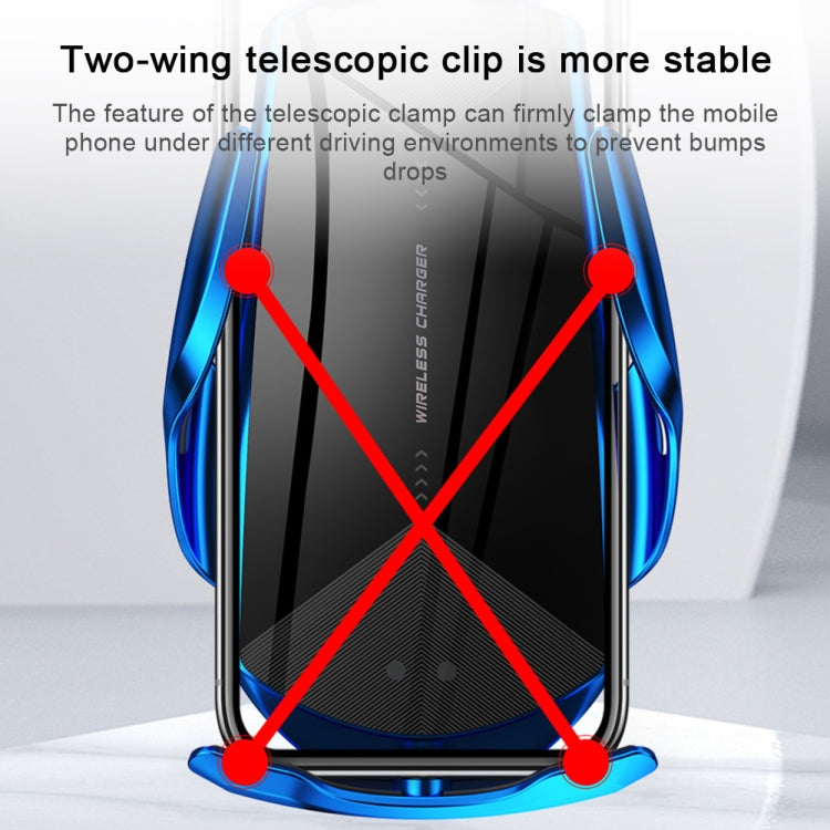 Q2 15W Universal Rotation Infrared Induction Magnetic Car Wireless Charging Mobile Phone Holder with Micro USB + 8 Pin + Type-C / USB-C Magnetic Connector(Blue) - Wireless Charger Holders by PMC TechLife | Online Shopping South Africa | PMC TechLife