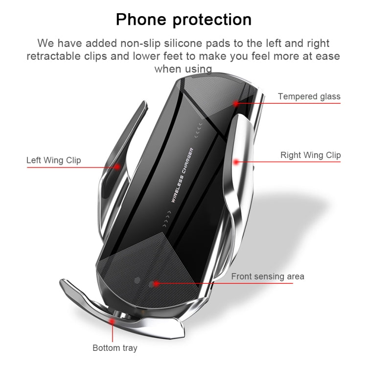 Q2 15W Universal Rotation Infrared Induction Magnetic Car Wireless Charging Mobile Phone Holder with Micro USB + 8 Pin + Type-C / USB-C Magnetic Connector(Blue) - Wireless Charger Holders by PMC TechLife | Online Shopping South Africa | PMC TechLife