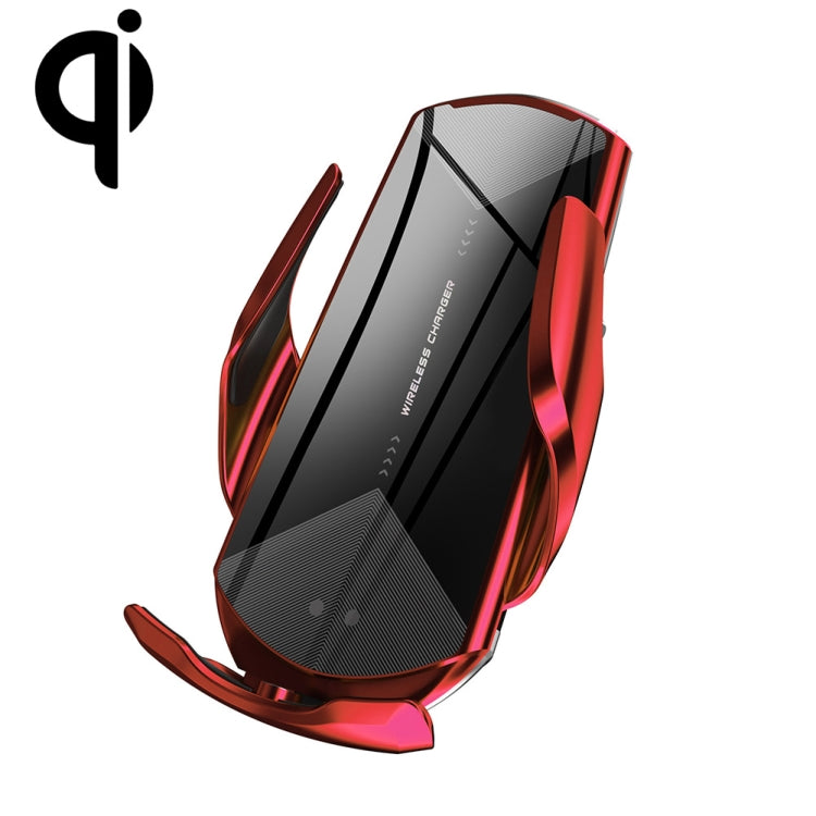 Q2 15W Universal Rotation Infrared Induction Magnetic Car Wireless Charging Mobile Phone Holder with Micro USB + 8 Pin + Type-C / USB-C Magnetic Connector(Red) - Wireless Charger Holders by PMC TechLife | Online Shopping South Africa | PMC TechLife