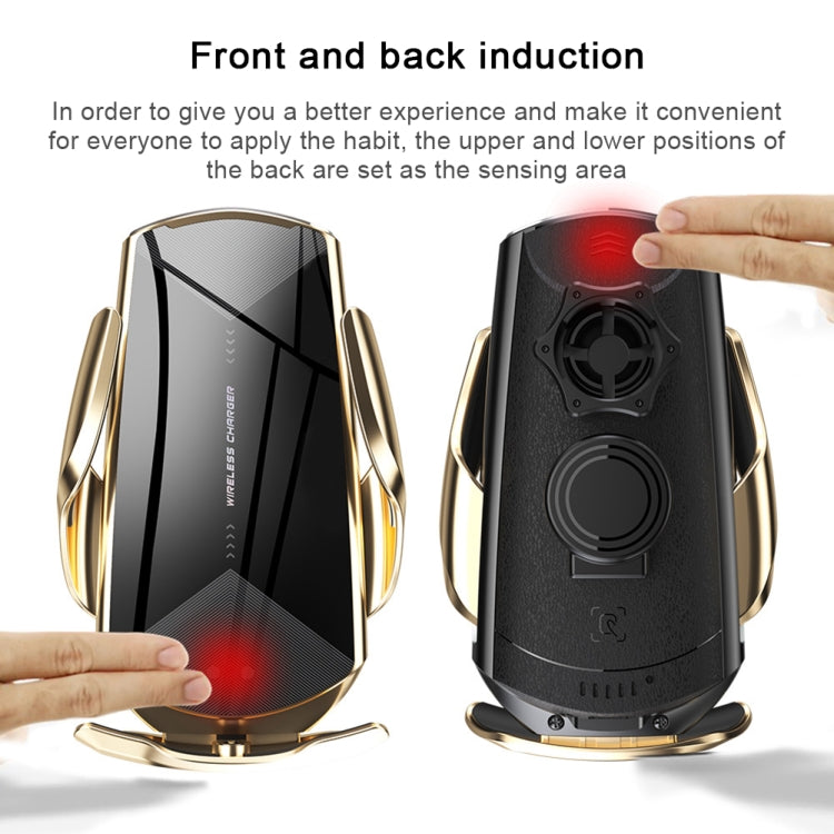 Q2 15W Universal Rotation Infrared Induction Magnetic Car Wireless Charging Mobile Phone Holder with Micro USB + 8 Pin + Type-C / USB-C Magnetic Connector(Red) - Wireless Charger Holders by PMC TechLife | Online Shopping South Africa | PMC TechLife