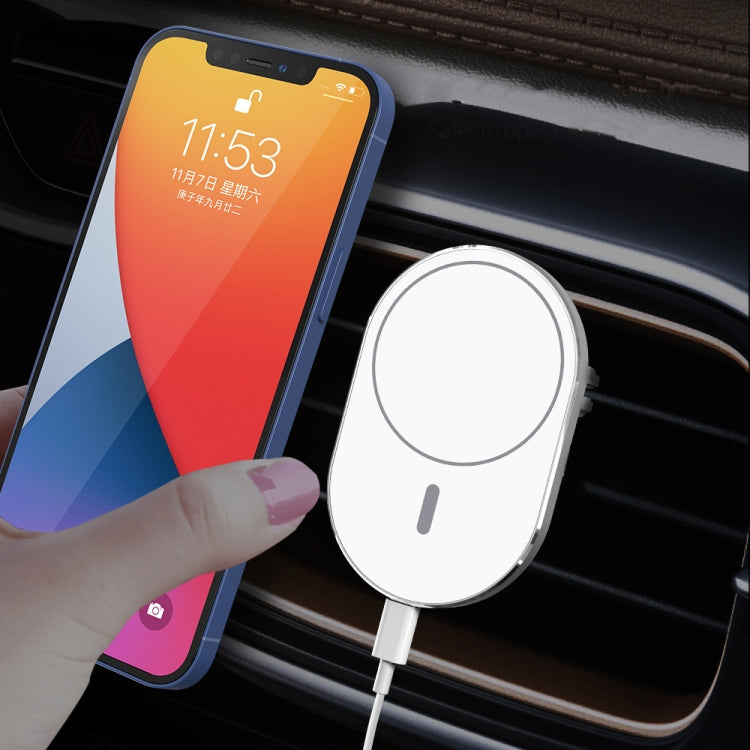 X19 Magsafe Car Air Outlet Vent Mount Clamp Holder 15W Fast Charging Qi Magnetic Wireless Charger(White) - free shipping - PMC TechLife - Order now!
