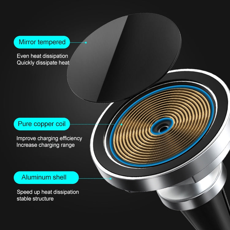 12PRO 15W Aluminum Alloy MagSafe Magnetic Car Wireless Charger Mobile Phone Holder (Silver) - Wireless Charger Holders by PMC TechLife | Online Shopping South Africa | PMC TechLife