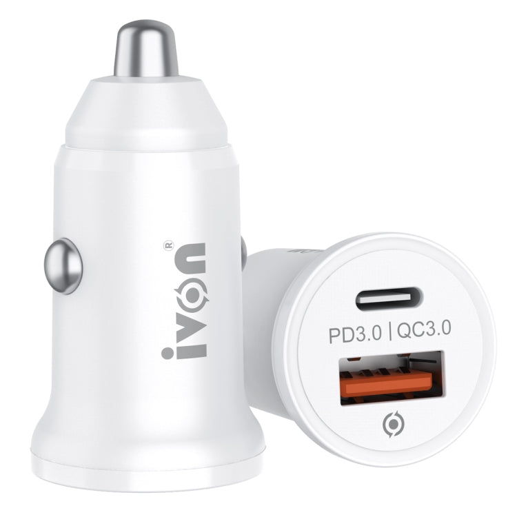 IVON CC45 20W PD 3.0 USB-C / Type-C + QC 3.0 USB Port Mini Car Charger - Car Charger by IVON | Online Shopping South Africa | PMC TechLife