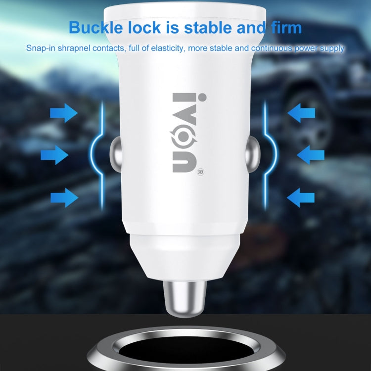 IVON CC45 20W PD 3.0 USB-C / Type-C + QC 3.0 USB Port Mini Car Charger - Car Charger by IVON | Online Shopping South Africa | PMC TechLife