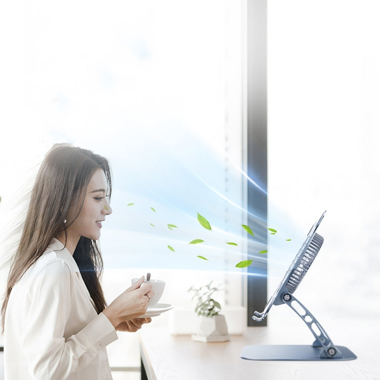 R-JUST HZ22 Dual-purpose Desktop Fan Aluminum Alloy Laptop  Bracket with Light(Silver) - free shipping - PMC TechLife - Order now!