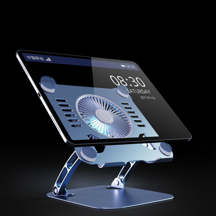 R-JUST HZ22 Dual-purpose Desktop Fan Aluminum Alloy Laptop  Bracket with Light(Silver) - free shipping - PMC TechLife - Order now!