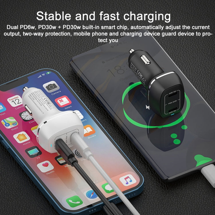 ACC-580 Dual Ports PD 60W Fast Charging Car Charger(White) - Car Charger by PMC TechLife | Online Shopping South Africa | PMC TechLife